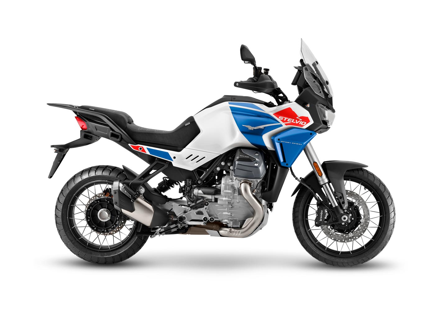 Moto Guzzi Stelvio bianca rossa e blu